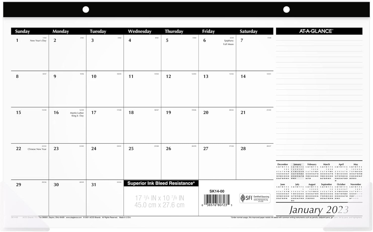 ATAGLANCE 2023 Desk Calendar, Desk Pad Calendar, 173/4