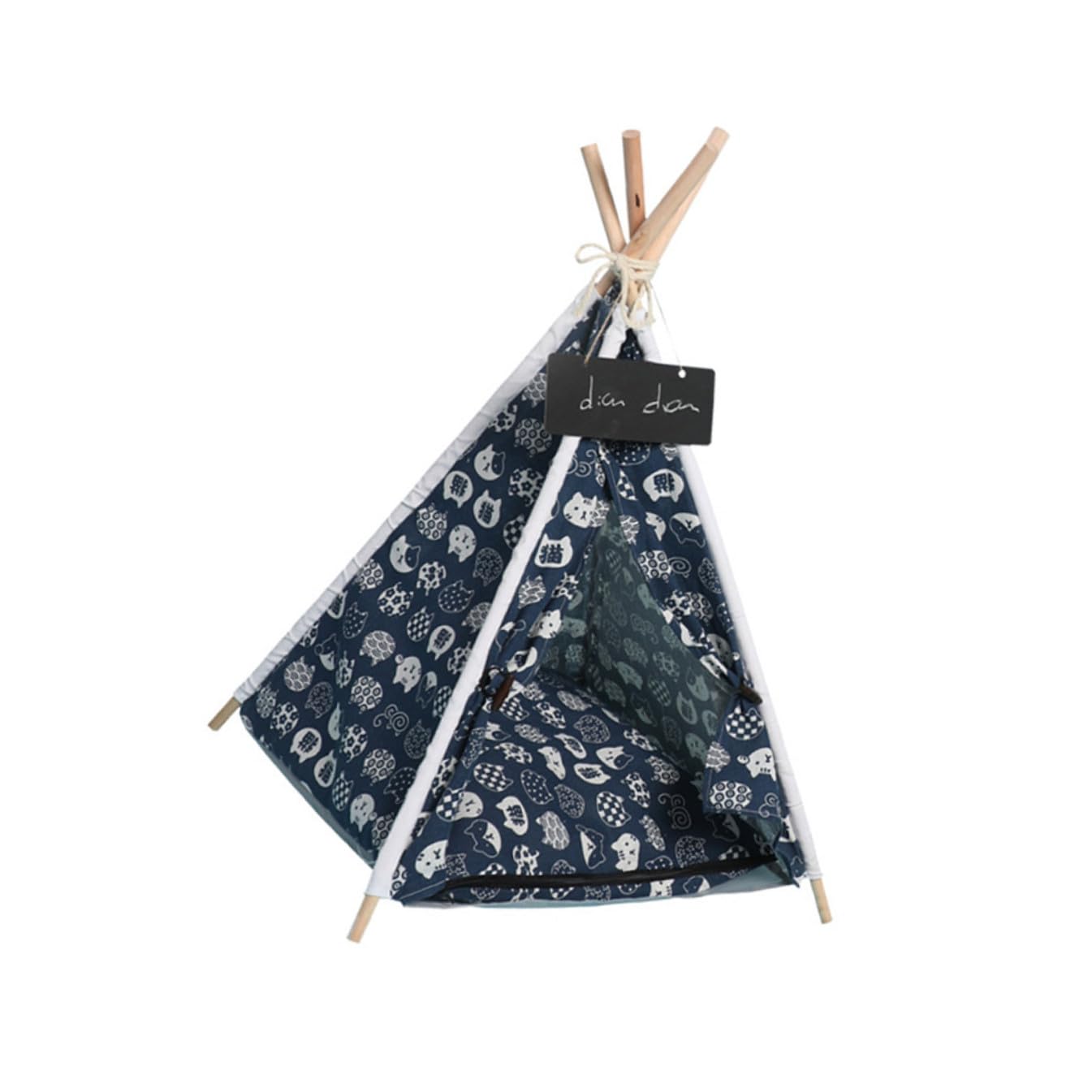 Tente pour Animaux de Compagnie avec Design Amovible Tente Lavable en Lin et Bois pour Chat et Chien en Intérieur et Extérieur