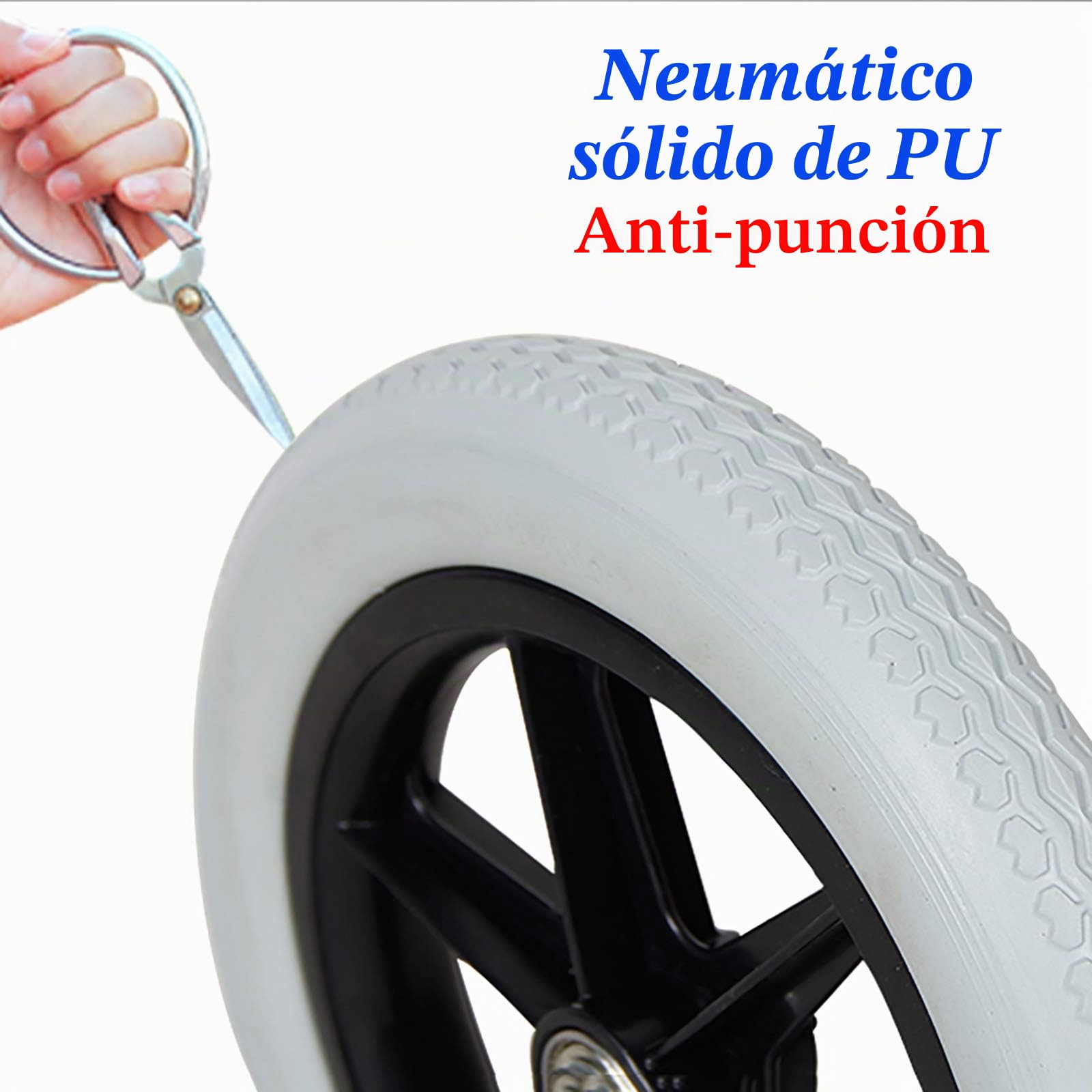 12 Pulgadas Caucho Macizo Ruedas De Ruedas Traseras Rueda Antideslizante para Silla De Ruedas con Cojinete De Metal Negro, Gris 1 Par