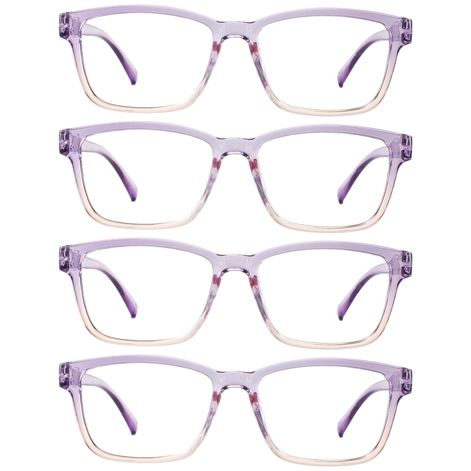 WEMOOTANTS 4 Packs Reading Glasses for Women Large Square Readers with Spring Hinges 1.0 1.25 1.5 1.75 2.0 2.25 to 4.0