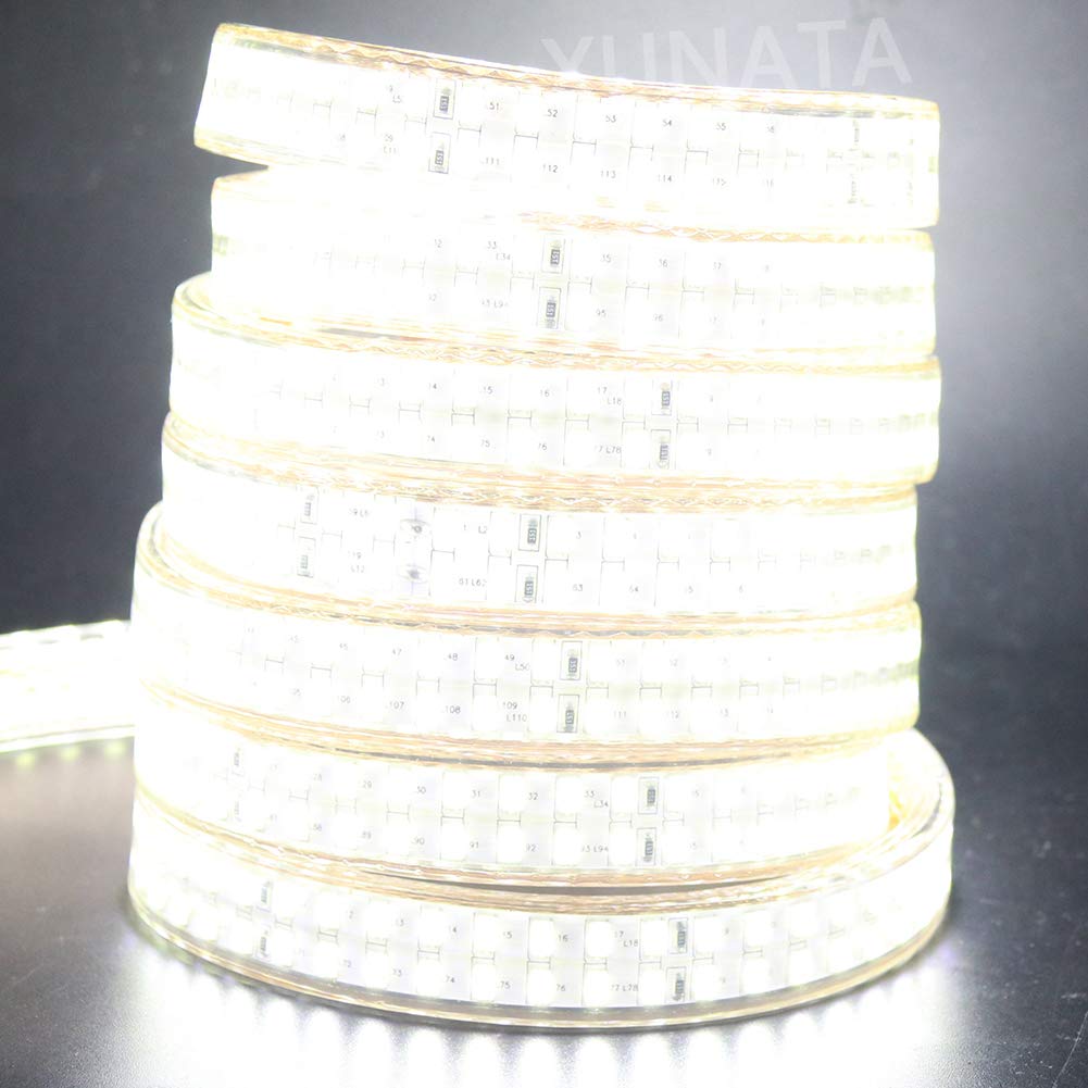 XUNATA 220V Super Brillante Tiras LED, SMD 5730 240LEDs/m, IP67 Impermeable, Escalera de Techo Tira de LED Cocina Cable Luces Flexible LED Strip Light Decoración (Blanco Frio, 14m)
