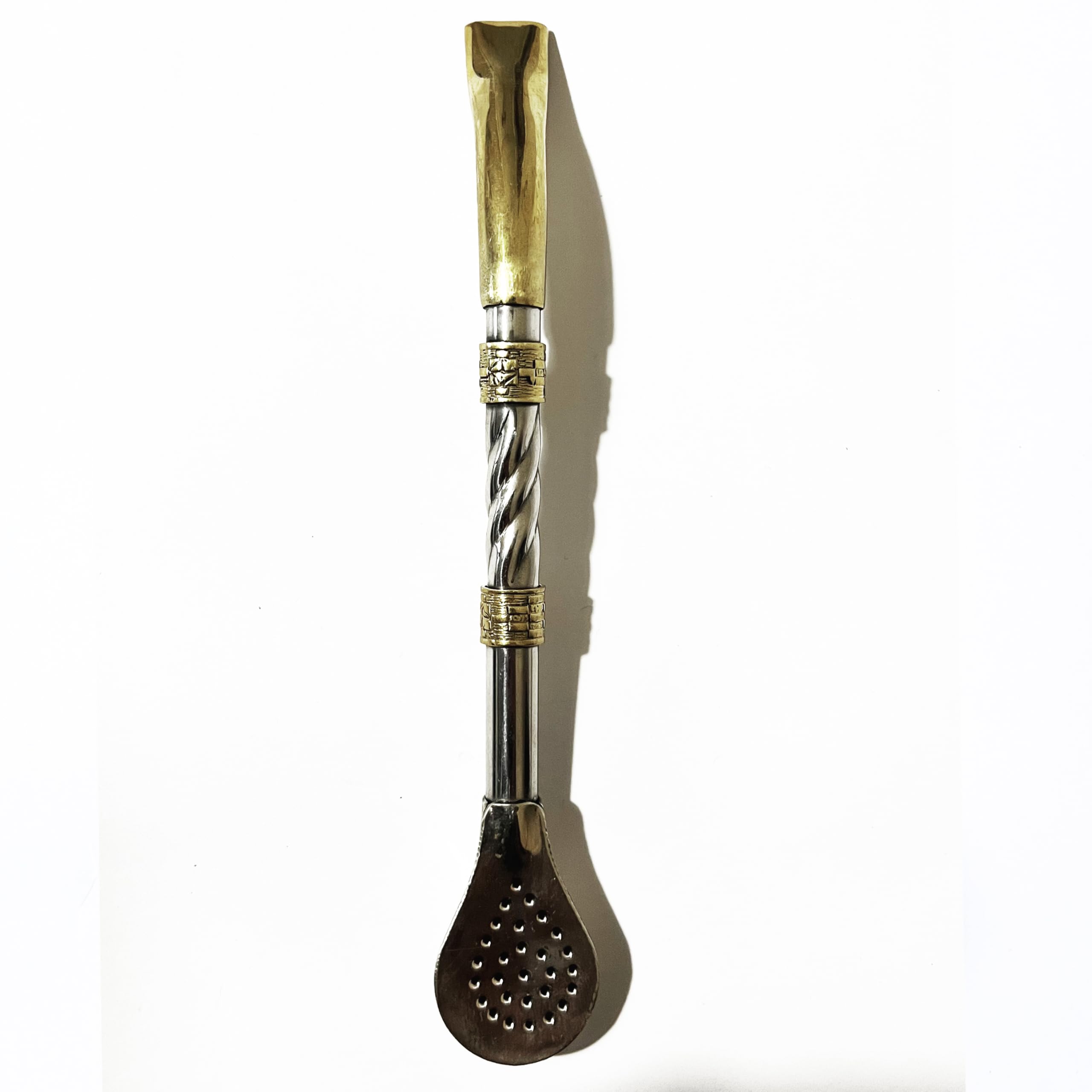 Bombilla Pico de Loro de Alpaca con detalles en Bronce, Bombillón para mate, Bombilla para mate alpaca, Bombillon Bronce, Premium, GUARDA PAMPA