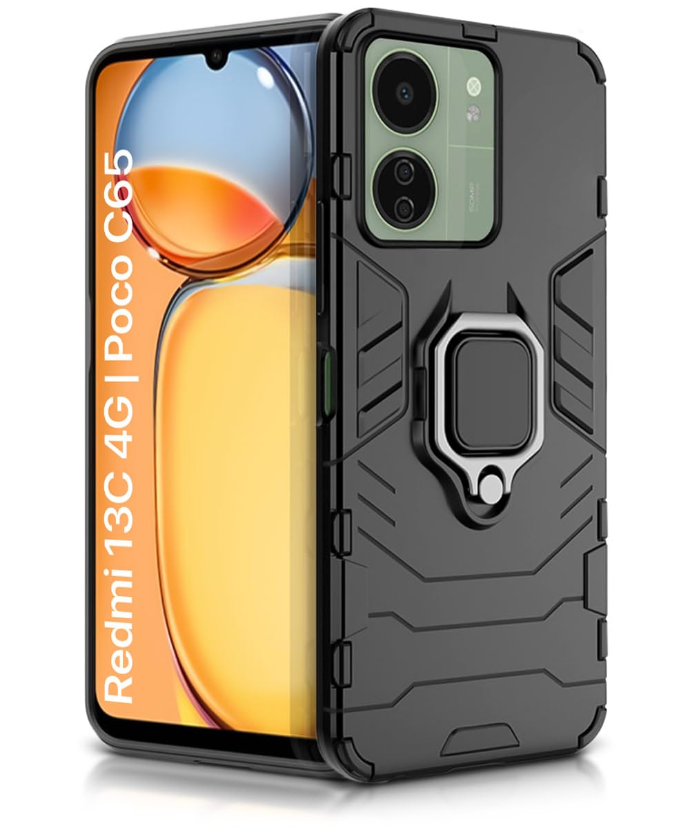 WOW IMAGINE Shock Proof Back Case Mobile Cover for Xiaomi Redmi 13C 4G | Poco C65 | Back Cover Case (Tough Armor | Hybrid PC + TPU | Ring Holder & in-Built Kickstand | Black) (B0CR7QW54Z) Amazon Price History, Amazon Price Tracker