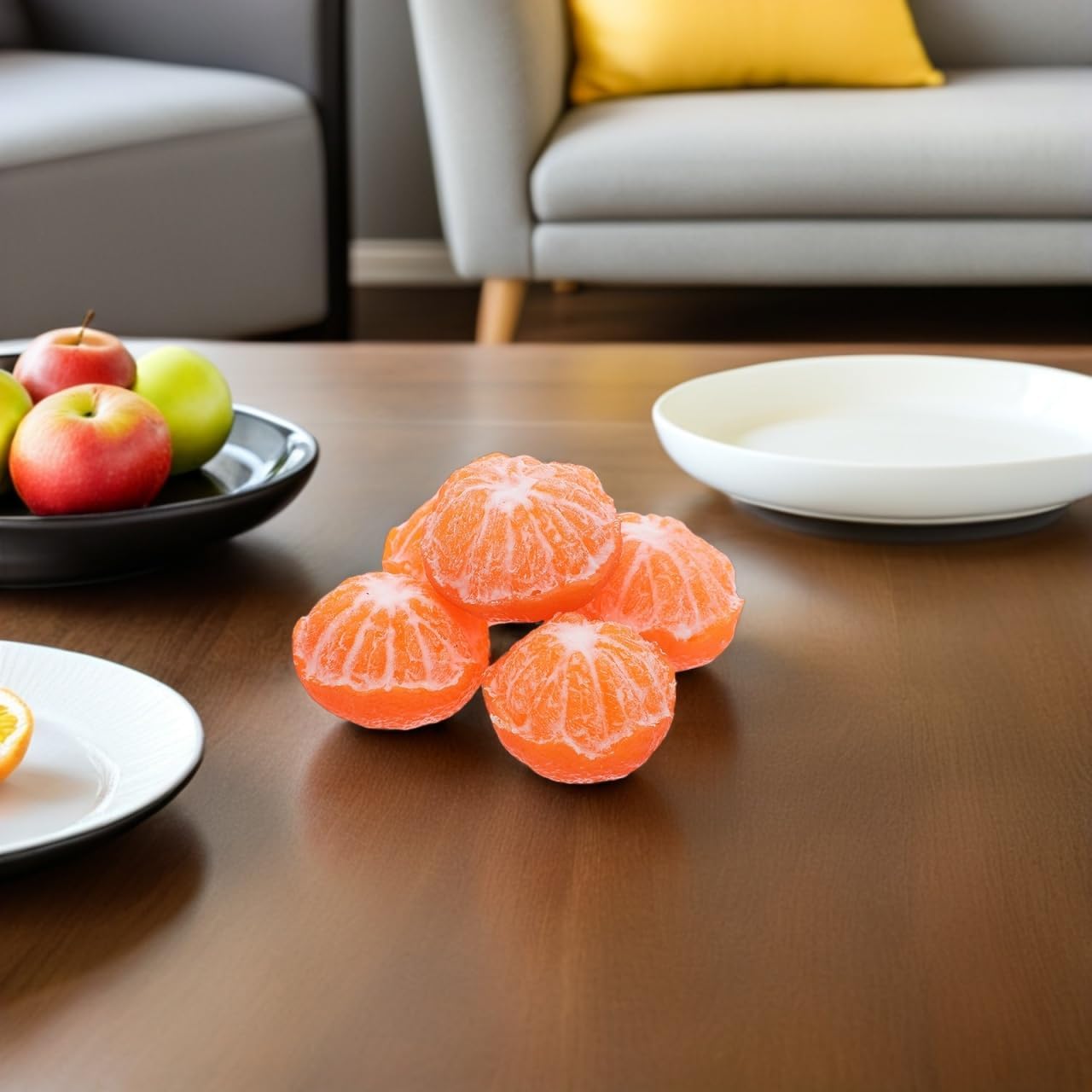 Kichvoe 5pcs Realistic Artificial Oranges and Peeled Tangerine Models, Lifelike Plastic Fake Citrus Fruit Decor for Home, Party, Window Display, and Fruit Store Props