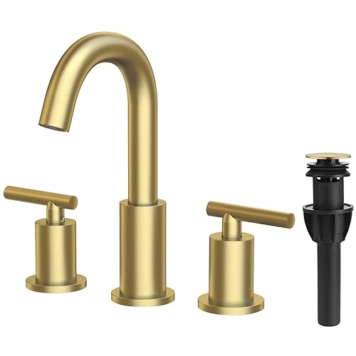 TRUSTMI Bathroom Faucet 3 Hole Brushed Gold - 8 Inch