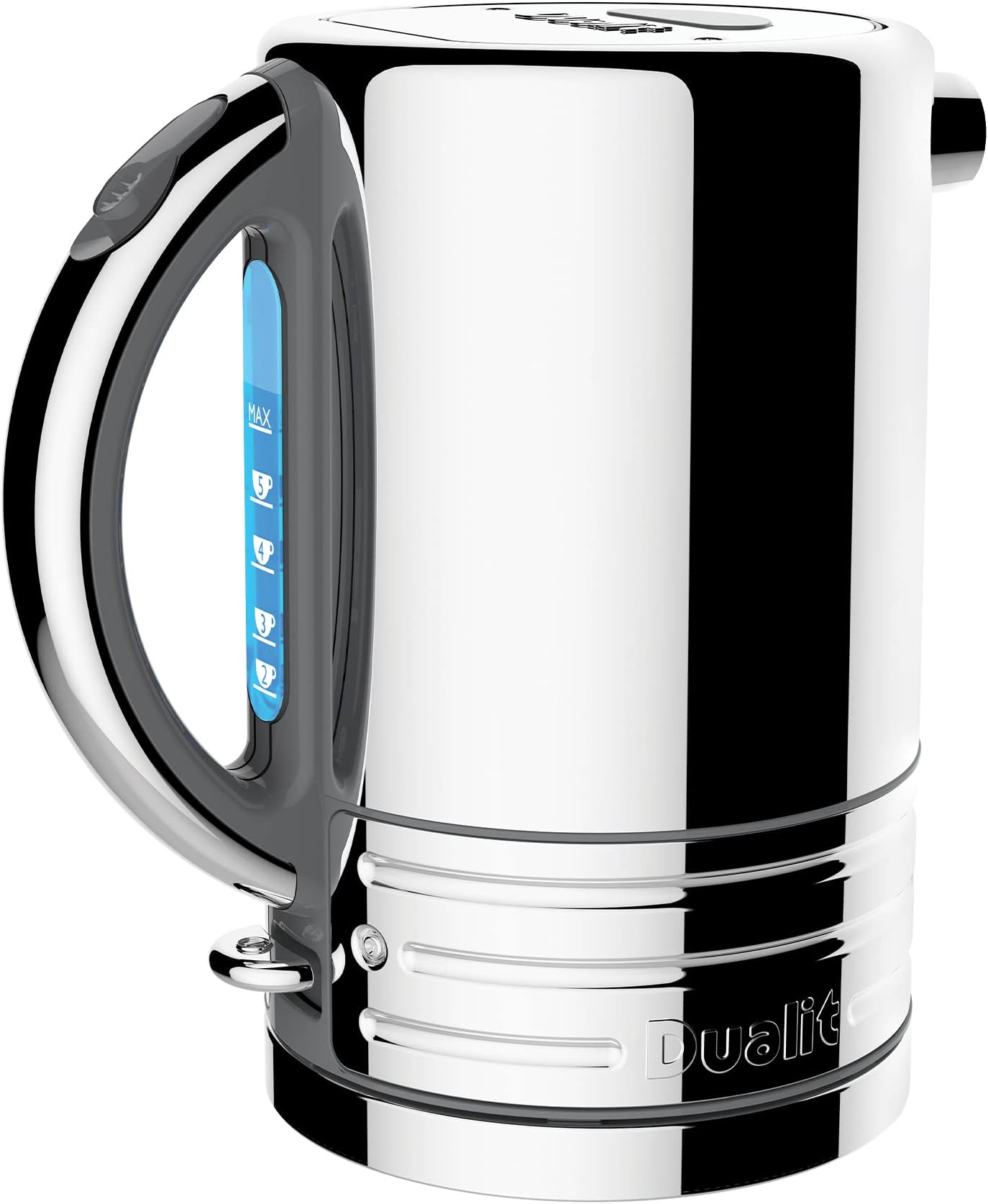 Dualit Architect Kettle | 1.5 Litre 2.3 KW Stainless Steel Kettle With Grey Trim | Rapid Boil and Patented Pure Pour Non-Drip Spout | Measuring Window with Cup Level Indicators