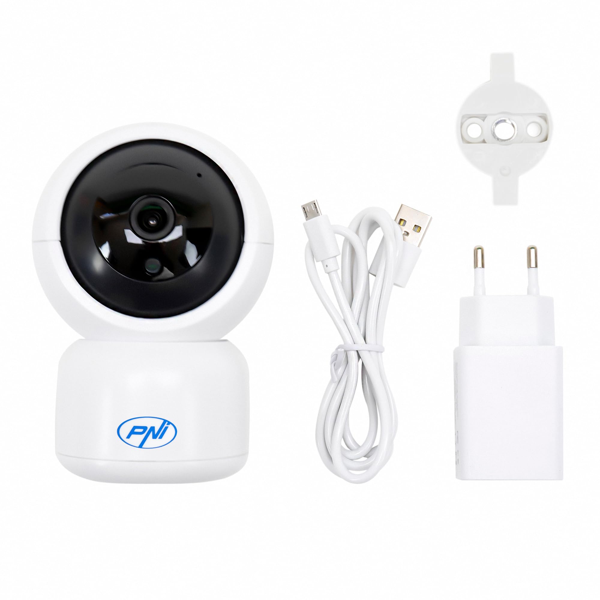 PNI Caméra de vidéosurveillance IP390T 1080P avec PTZ WiFi H264 + Prend en Charge 128 GB microSD, Vision Nocturne, Application Tuya, P2P