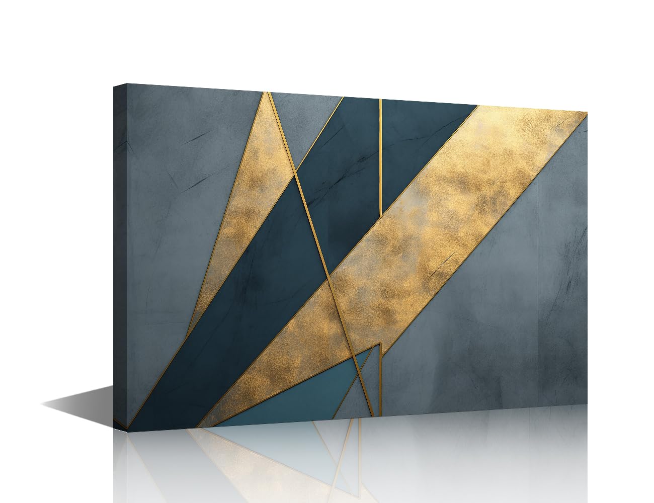 TISHIRON Modern Wall Blue and Gold Canvas Painting for Bedroom Minimalist Background Picture Wall Decor House Decorations Living Room Abstract Art Posters and Prints 24" Wx36 Hx1 Panel