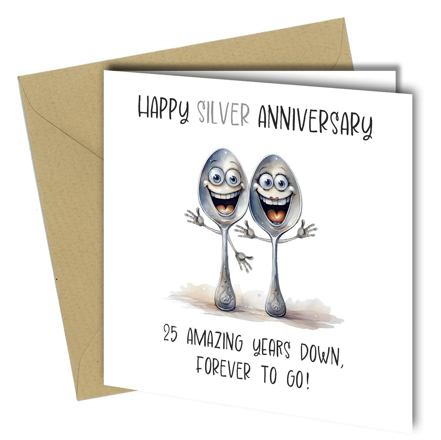 Funny 25th Anniversary Card Unique Design Happy Silver Anniversary 25 |  Desertcart Seychelles, image size:1479x1477