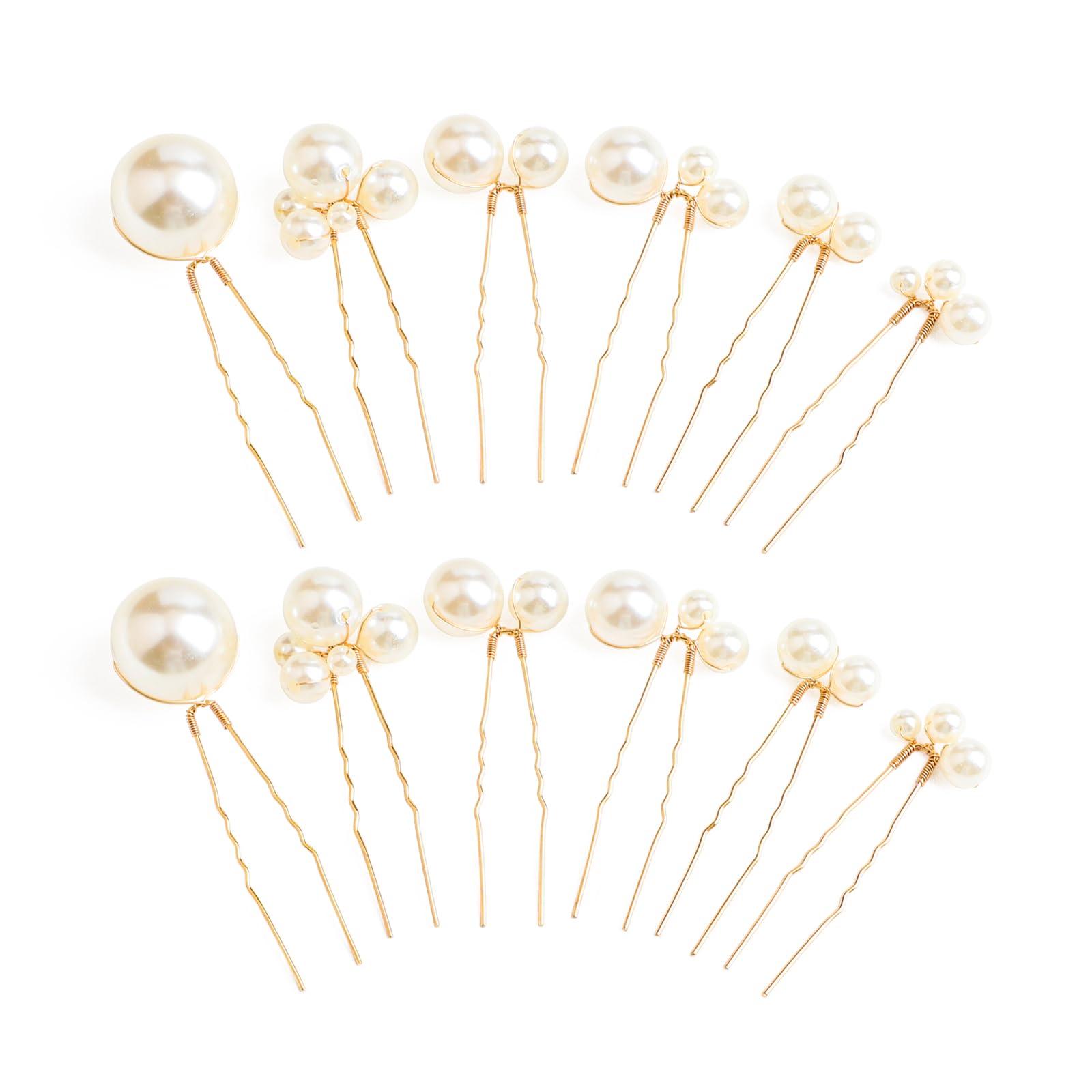 Forcine per capelli da sposa con perle (12 pezzi) - accessori per capelli a forma di U per donne da sposa (oro)
