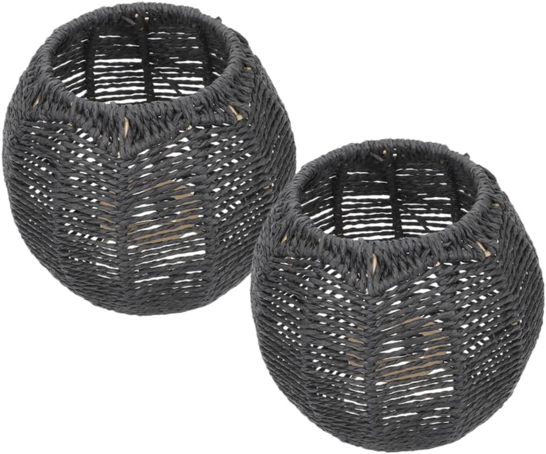 POPETPOP 2pcs Woven Paper Rope Lampshade Retro Style Light Cover for Ceiling and Pendant Lights Decor for Dining Room and Guesthouse