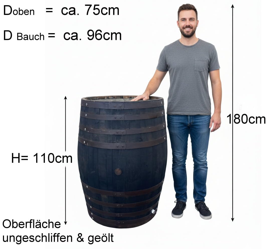 Tauchbecken 600 Liter Eisbad rustikal gebrauchtes Whiskyfass Saunatauchbecken optional Deckel, Hahn, Lärche Treppe (TBH600Deckel)