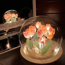LED lale gece lambas , yapay  i ek uyku lambas , masa st  s s masa lambas , gece lambas , dekoratif ruh hali  , pilli, yatak odas , ev dekorasyonu, hediye