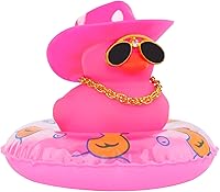 Vista 8 de wonuu Decoración de tablero de instrumentos de pato, accesorios de adorno de automóvil con sombrero de vaquero, anillo de natación, collar, lentes