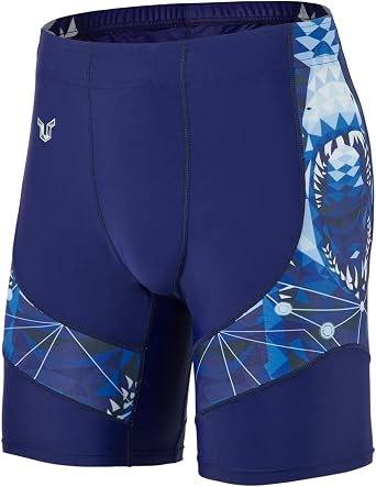 HUGE SPORTS Mens Rash Guard Swim Shorts Compression Swimming Jammer Cool Dry Active Swimsuit Workout Shorts Sports Tights