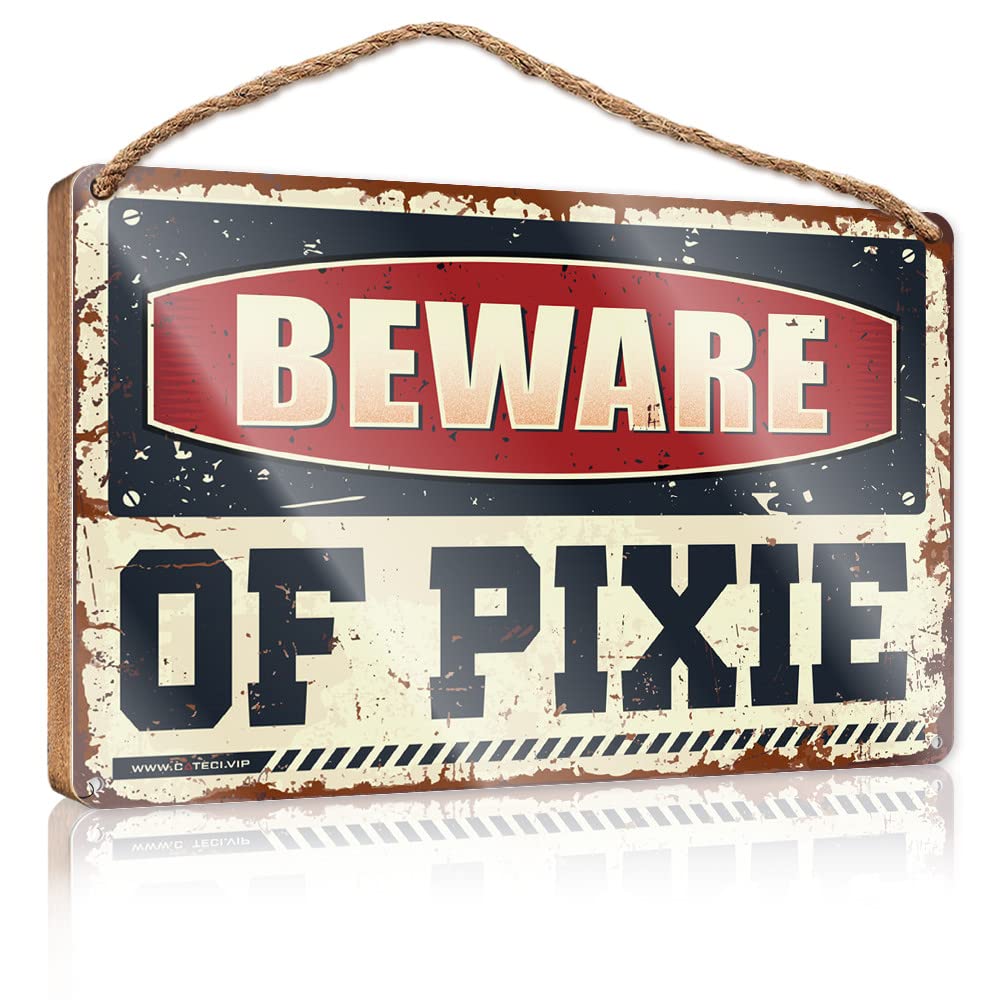FZFN Winter Door Sign Beware Of Pixie Wooden Sign Room Decor For Men Wood Sign With Sayings(15X28CM)