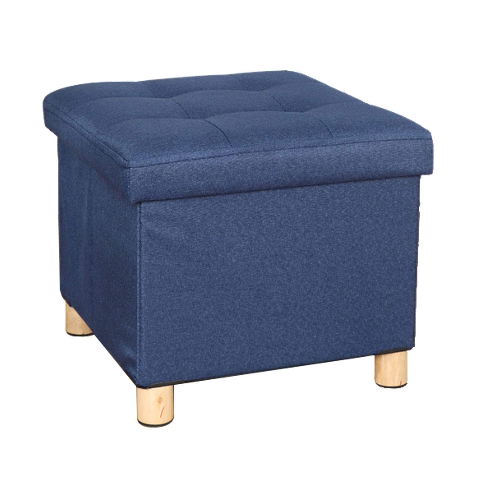 Tabouret pouf coffre pliable en lin blanc crème pour salon et rangement compact de 31 cm