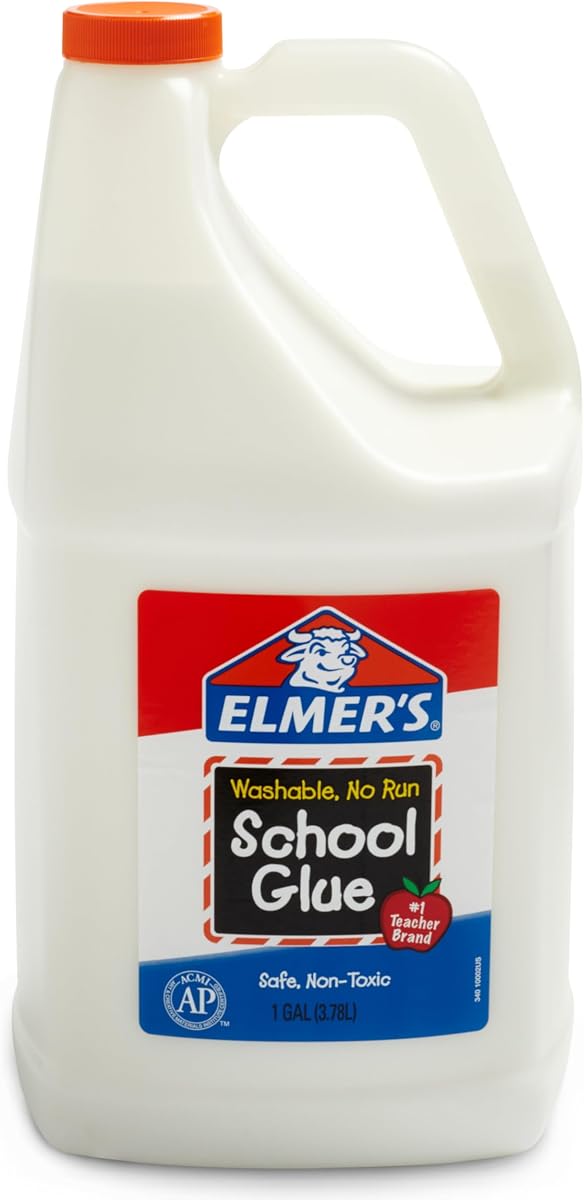 Pegamento escolar líquido blanco Elmer's, 1 galón, seguro, lavable, 1 unidad, marca n.° 1 para maestros, artes y manualidades a granel, proyectos, suministros para el aula, ideal para hacer limo
