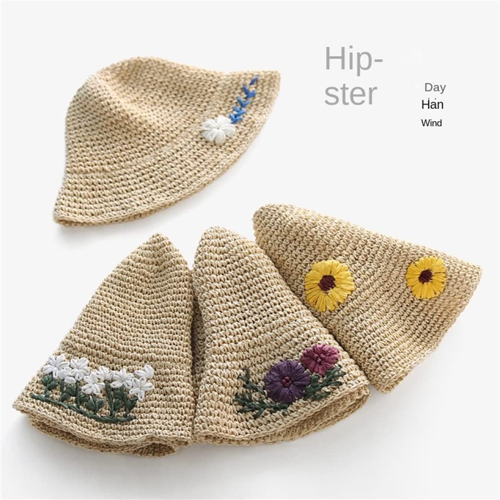 Cappellino da Sole a Forma di Fiore, Fatto a Mano, per Bambina, con Tesa Larga, Casual, Estivo, da Spiaggia (A 6 7/8)