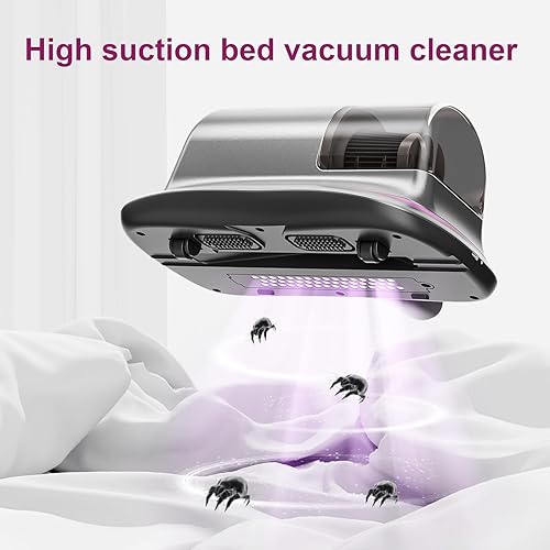 Miniatura 2 de Aspirador de cama inalámbrico de 6600 mAh, aspiradora de colchón UV de mano, ligera, máquina limpiadora de dos velocidades para cama, sofás, almohada
