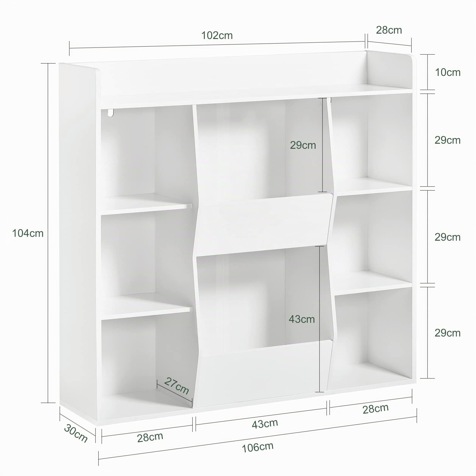 SoBuy Libreria Montessoriana per Bambini - Scaffale Portagiochi con 8 Scomparti Aperti - Libreria da Terra per Cameretta 106x30x104 cm Bianco KMB55-W