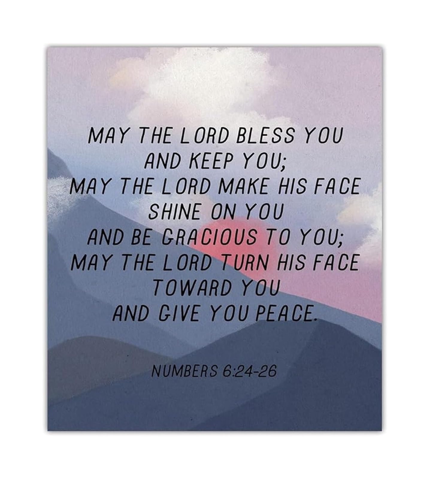 SSOPTMCB Christian Scripture Print May The Lord Bless You and Keep You Numbers 6 24 26 Inspirational Bible Verses Wall-Art for Home Office(Framed,08x12inch(20x30cm))