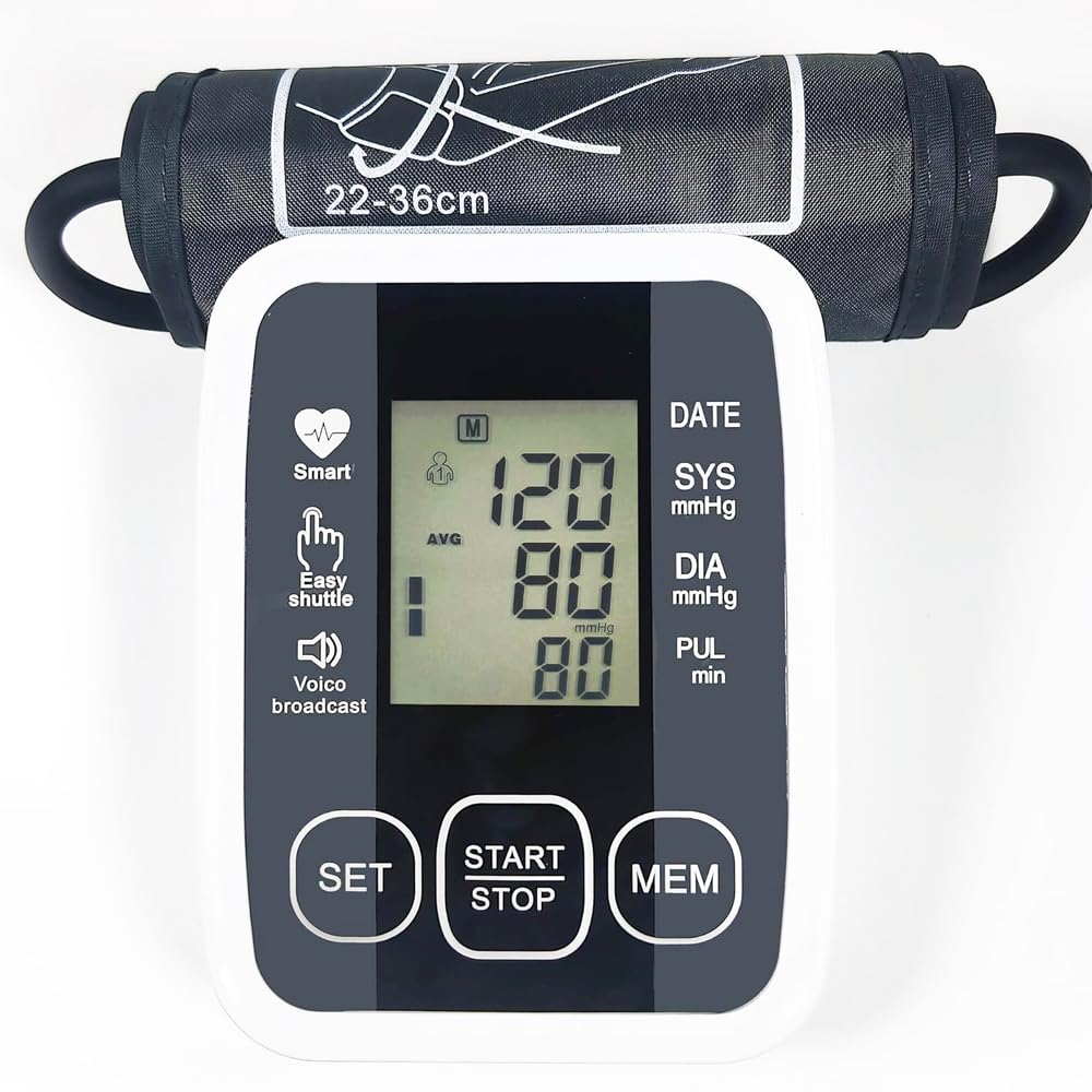 Tensiómetro de Brazo Digital - Monitor de Presión Arterial con Brazalete Grande Ajustable (22-36 cm), Detección de Arritmias y 2x99 Juegos de Memoria para Uso Doméstico