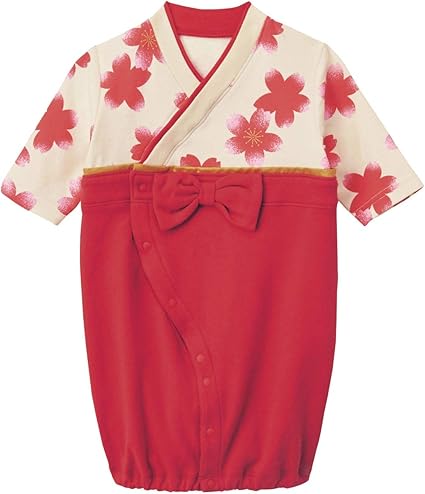 Amazon Co Jp ベルメゾン ツーウェイオール 女の子 袴ロンパース 袴風 和装フォーマル ベビー レッド系 50 60 服 ファッション小物