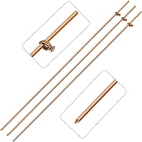 Gisafai 3-Pack 4ft Copper Grounding Rods with Clamps - Durable Earthing for Electric Fences, Satellite Dishes, Generators