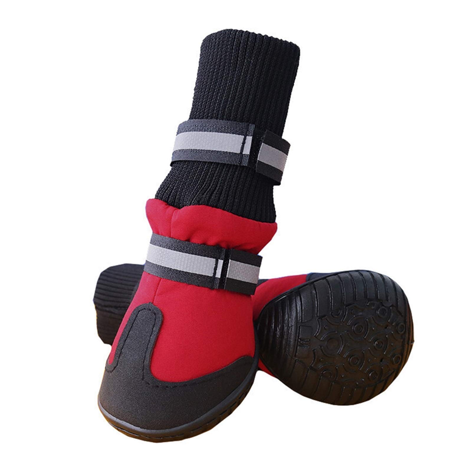 4 Teile/Satz wasserdichte rutschfeste Hund Schuhe für große Hunde Winter Schuh für Hund Schuhe Hund Pfote beschützer warme Hund Stiefel schwarz Hundeschuhe 871 (Color : Red, Size : L)