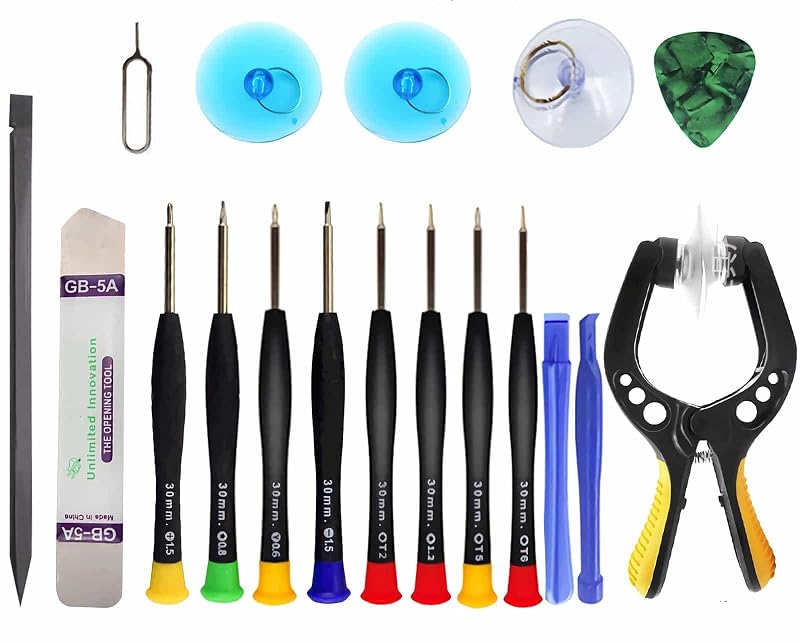 Kit de Reparo de Tela de Celular Aebor com 18 Peças, Chaves de Precisão, Ventosas e Ferramentas de Abertura