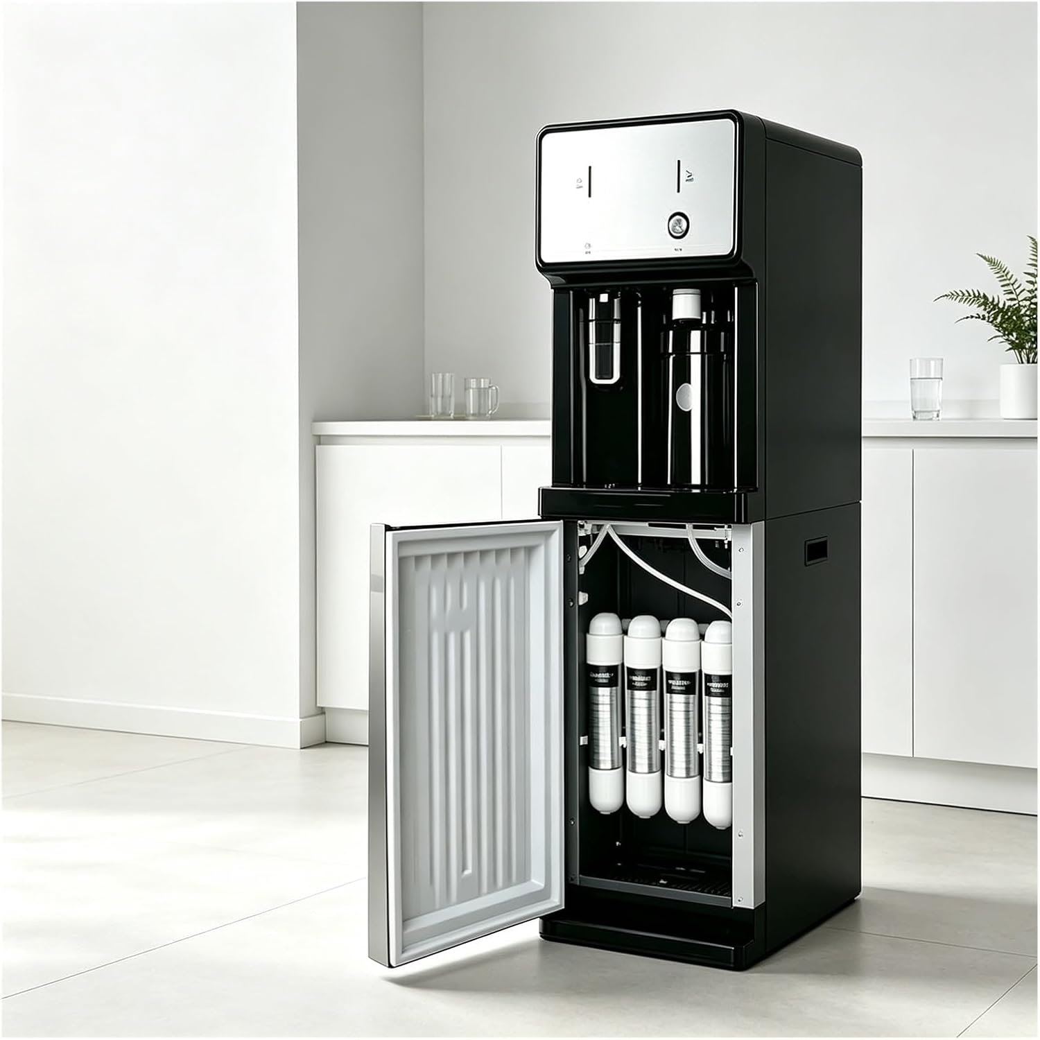 4-Stage Filtration Water Cooler,Direct-Feed Waters Dispenser,3 Temperature Settings,Mains Fed Water Cooler Dispenser for Home Office Kitchen
