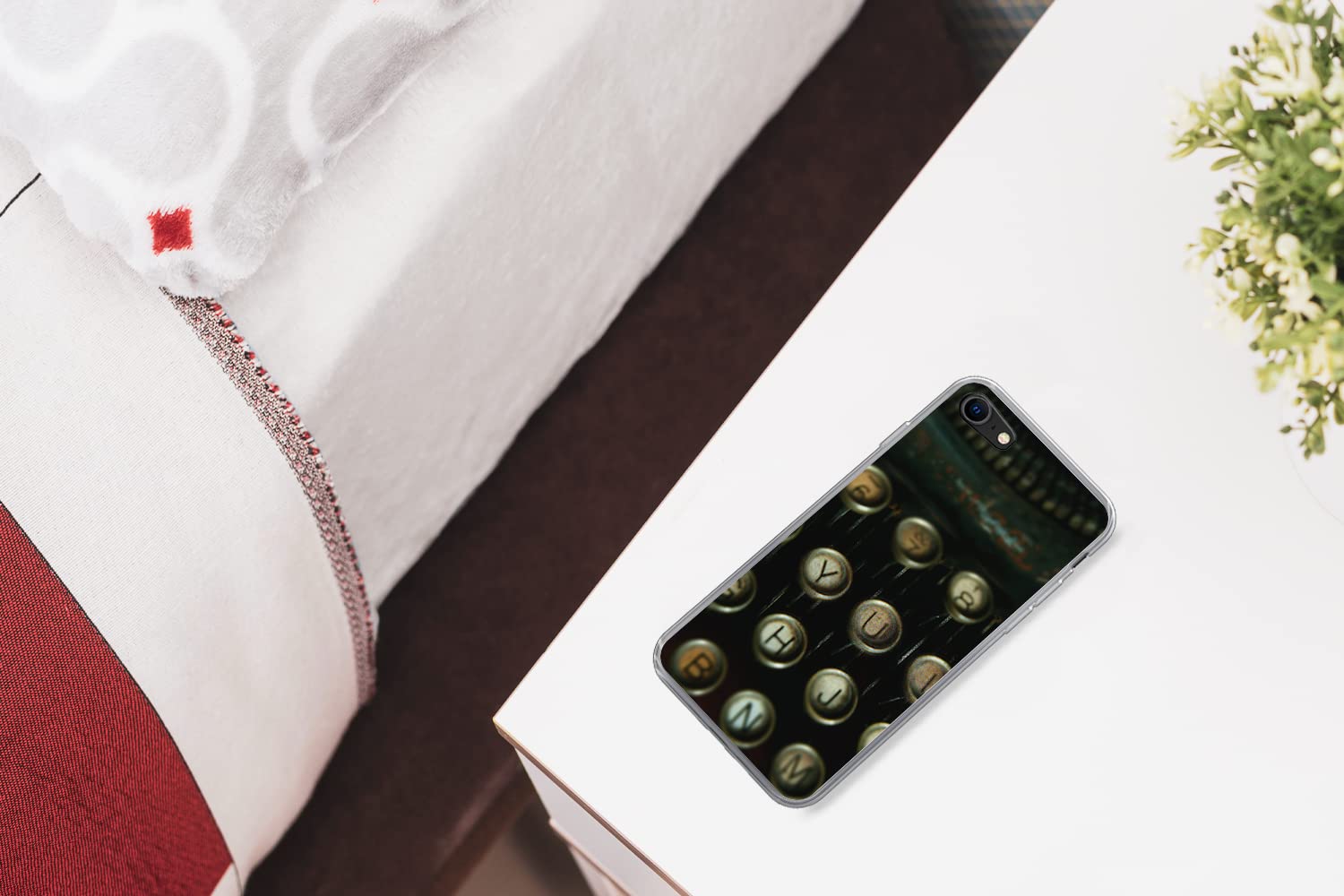 MuchoWow Funda para iPhone SE 2020 - Máquina de Escribir - Vintage - Teclado - Funda de Silicona/Funda Blanda para teléfono móvil