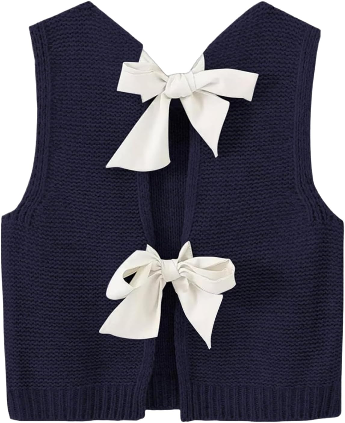 GORGLITTER Women's Bow Sweater Vest Tops Tie Knot Sleeveless Knit Crop Tank Top Cute Summer Vacation Going Out Outfits