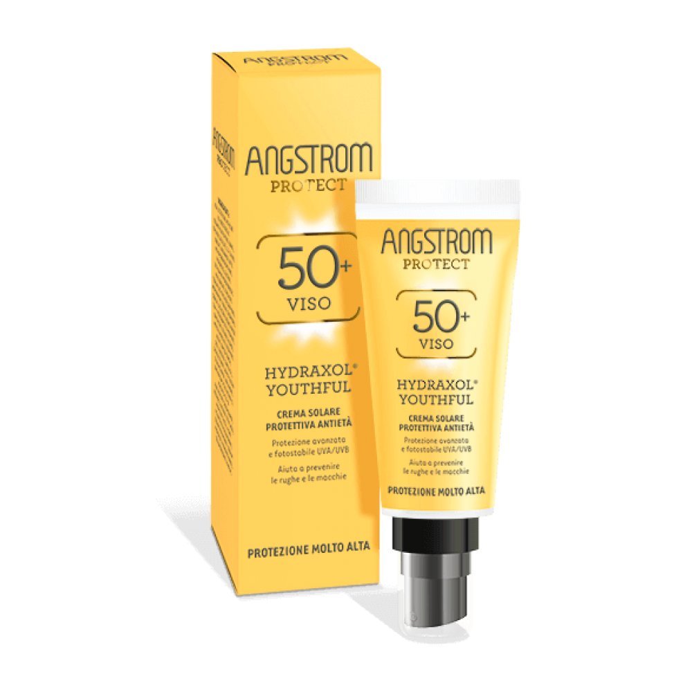 Angstrom Protect Crema Solare Viso SPF 50+, Azione Idratante ed Intensificatore dell'Abbronzatura, Indicata per Pelli Sensibili, 50 ml