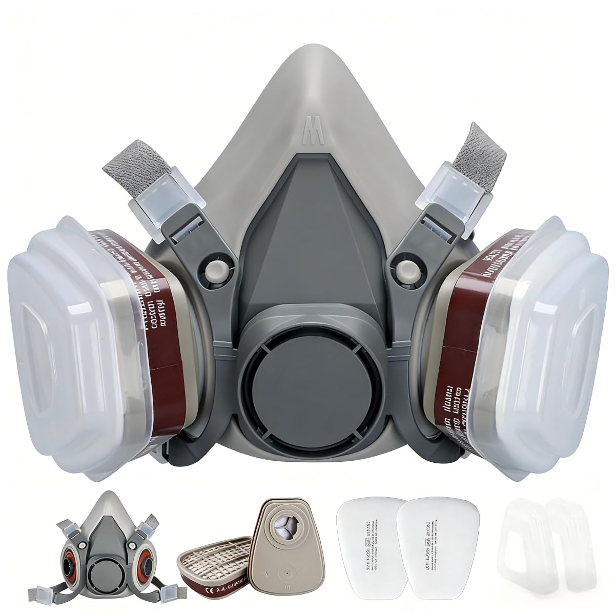 toijnhtk Reusable Half Face Cover Set With Filter Cotton, For Painting Gas Dust Machine Polishing Organic Vapors Car Spraying Sanding Cutting DIY Work Protection