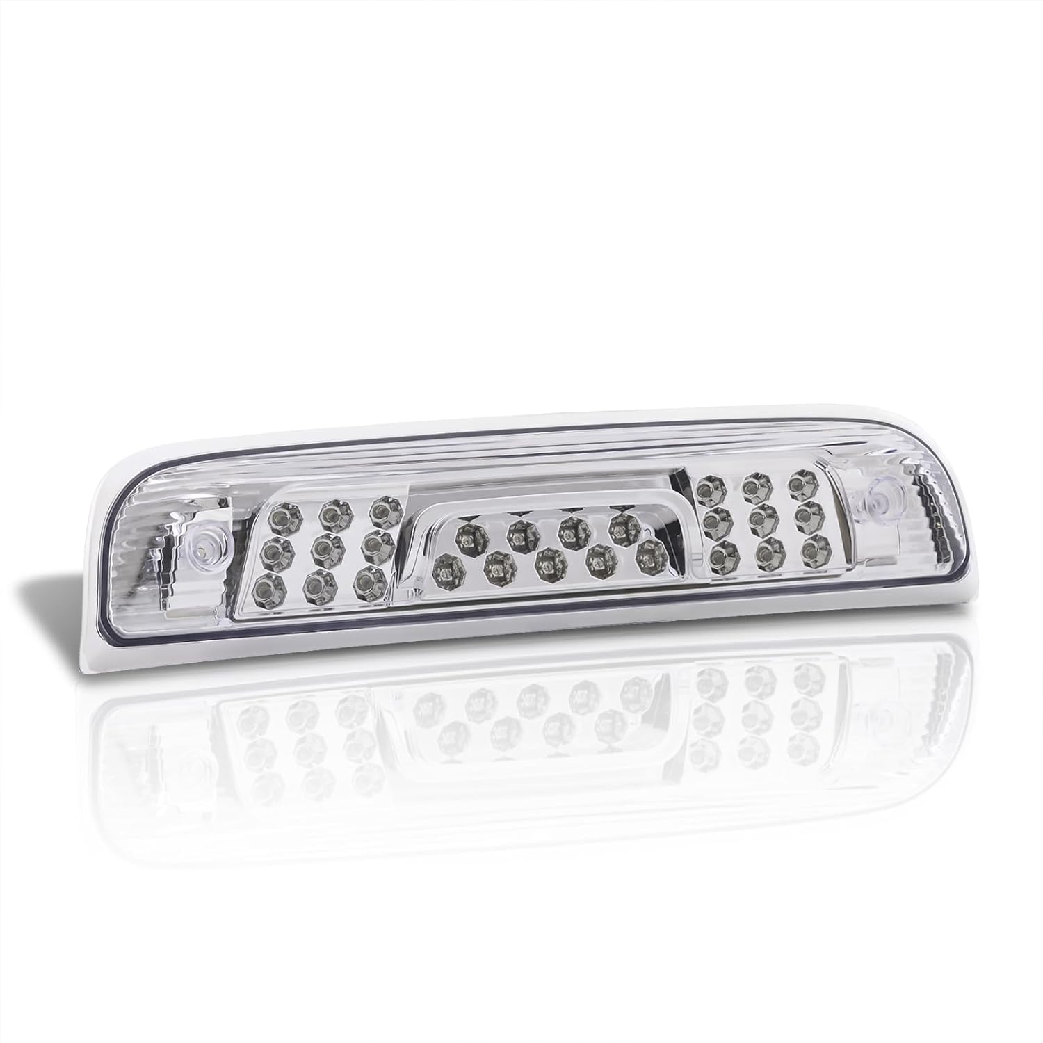 AJP Distributors Chrome Clear LED 3RD Third Brake Light High Mount Roof Rear Cargo Tail Stop Lamp Assembly Compatible/Replacement For Silverado Sierra 1500 2500HD 3500HD 2014 2015 2016 2017 2018 2019