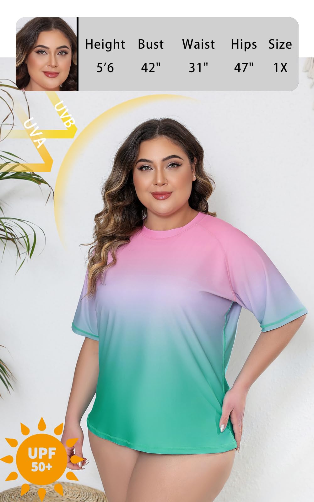 Halcurt Camiseta de natación para mujer, ajuste holgado, manga corta, camiseta de protección contra erupciones