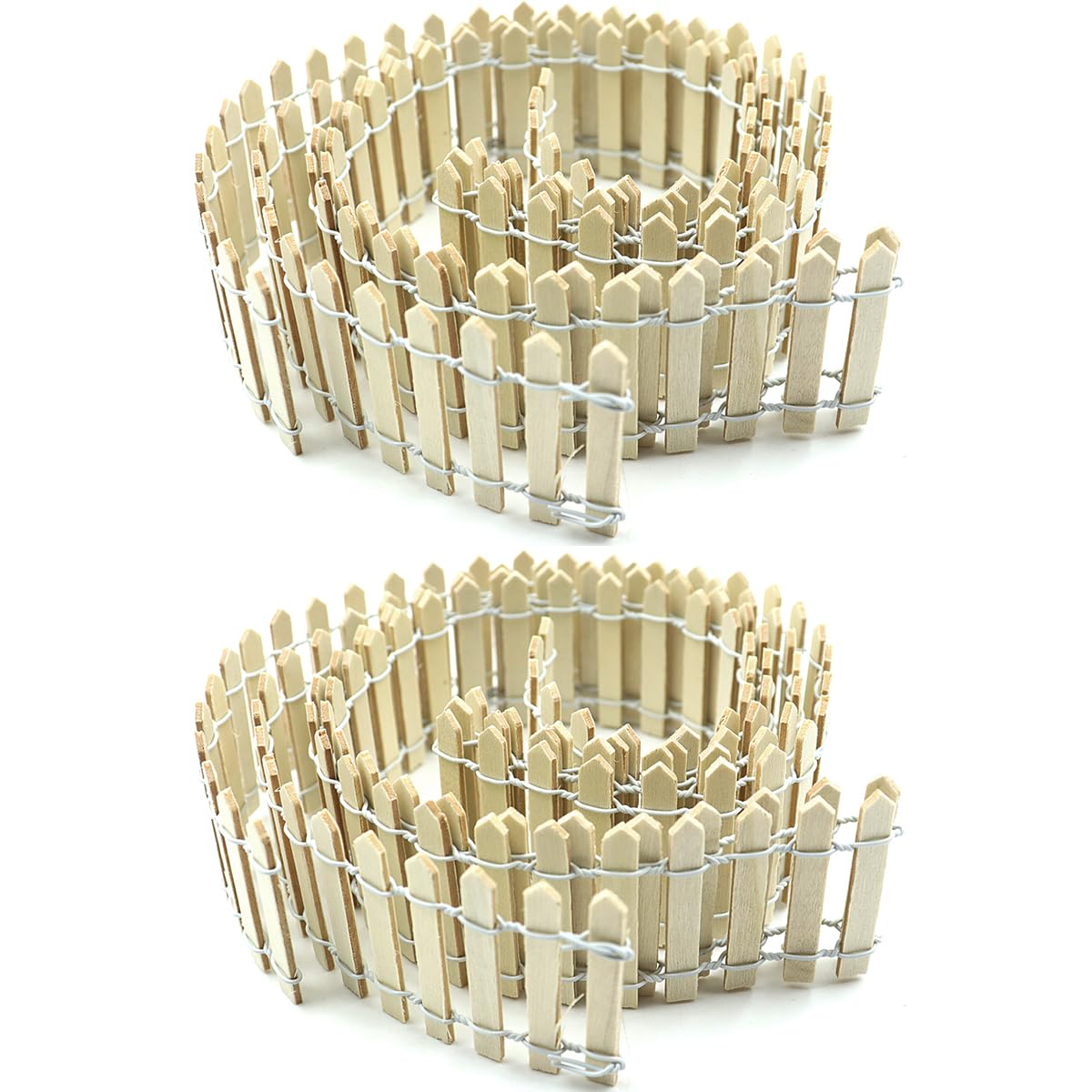 Sarini 2 Pack Wooden Fence Miniature Garden Kit Dollhouse DIY, Mini Garden Furniture Gnome Fence