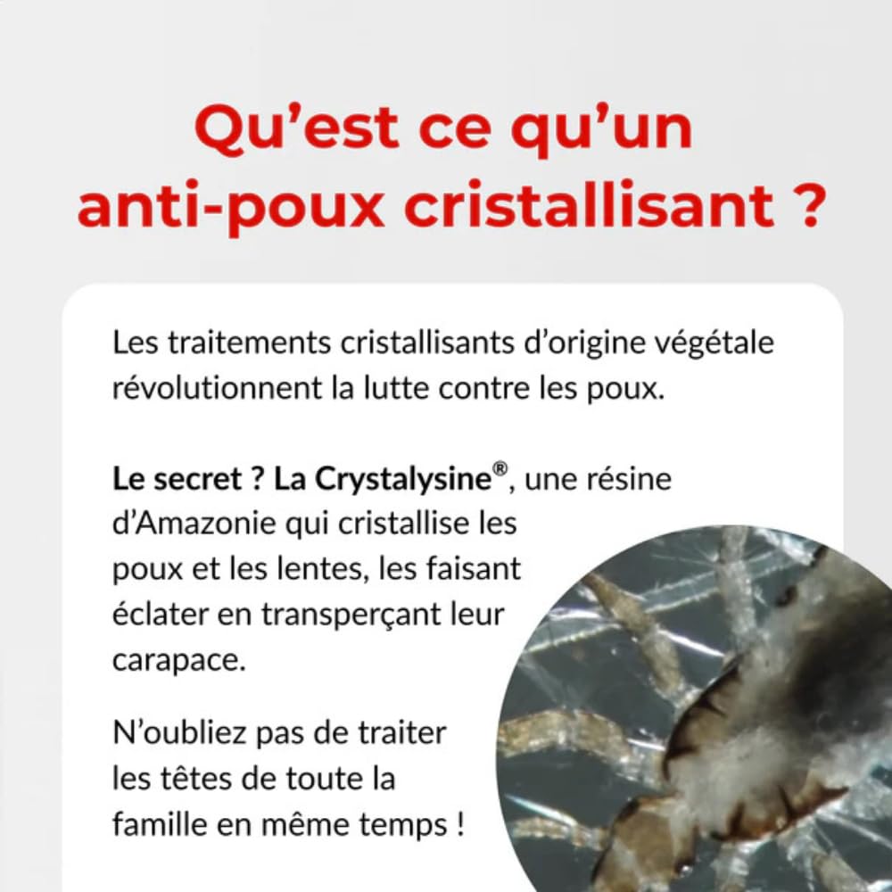 BastaPoux® Traitement Anti-Poux et Lentes – 1 Application Suffit – Actif Naturel Breveté Crystalysine® – Sans Peignage – Non Gras & Facile à Rincer – Enfants & Femmes Enceintes
