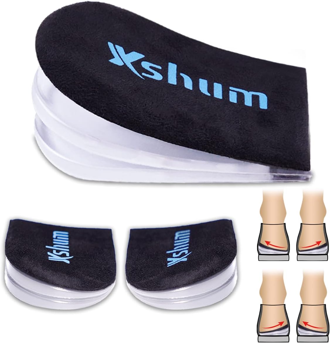 Xshum Adjustable Supination Insoles & Overpronation Insoles, Medial & Lateral Heel