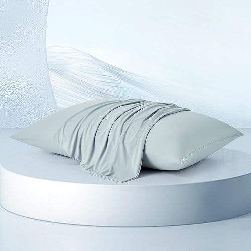 Dream Valley® Cooling Pillow Cases for Hot Sleepers, Softer Than Silk Pillowcase, Standard/Queen Size Set of 2, Breathable Mellow Sleep Pillow Covers for Deep Sleep, Cool Grey, 20''×30''