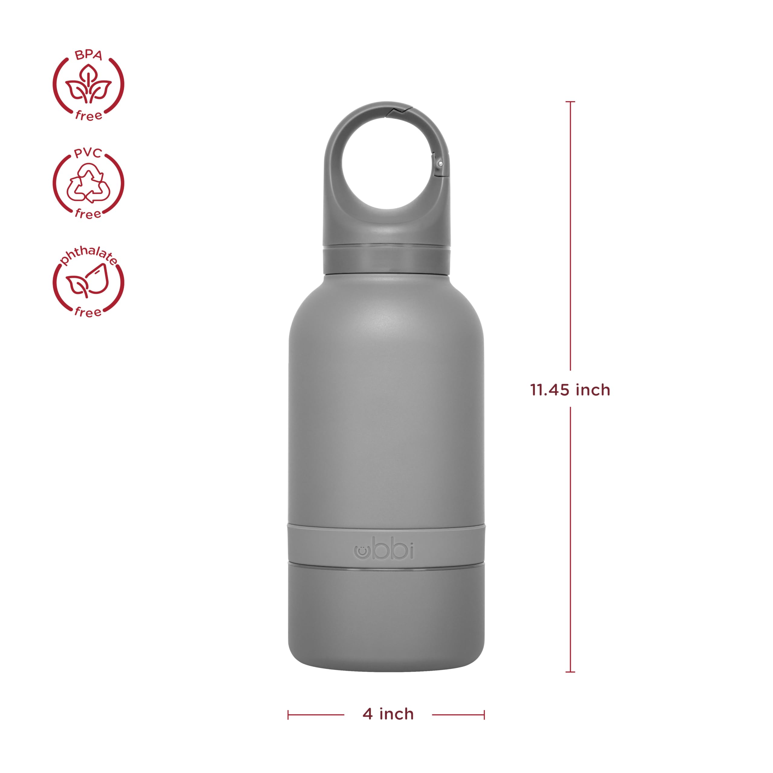 Ubbi Stainless Steel Insulated Portable 32 oz. Water Bottle for Dogs and Owners with Attached Dog Bowl Charcoal - Image 3