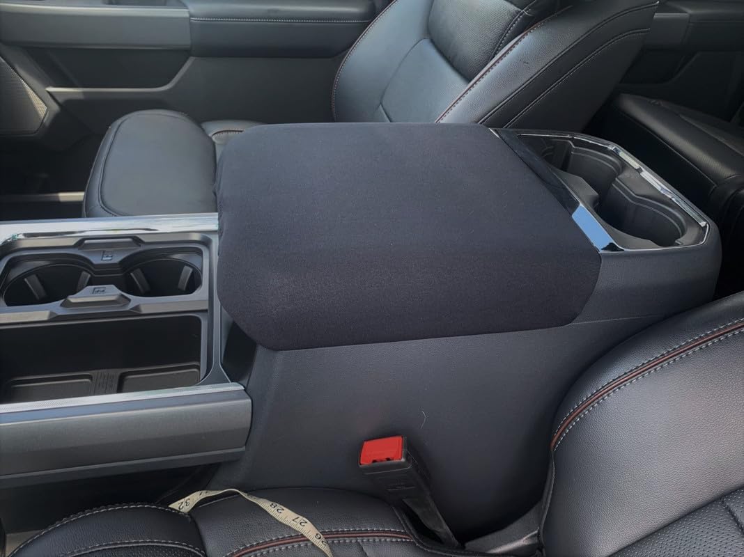Auto Console Covers- Fits The Ford F-350 Super Duty 2023-2025 (All Models and Trims with Front Bucket Seats) Center Console Armrest Cover Waterproof Neoprene Fabric. (Black)…