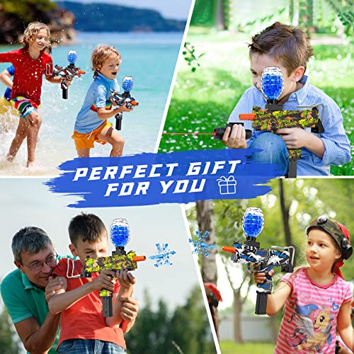 Splat Gun Gel Ball Blaster Toy, Uzi Splatter Ball Gun With Stock,Gel Gun Pistol With 40000 Water Beads, Splatter Gun Uzi Toy For Outdoor Yard Games Gifts For Teens, Boys, Girls(Blue) #TOP5