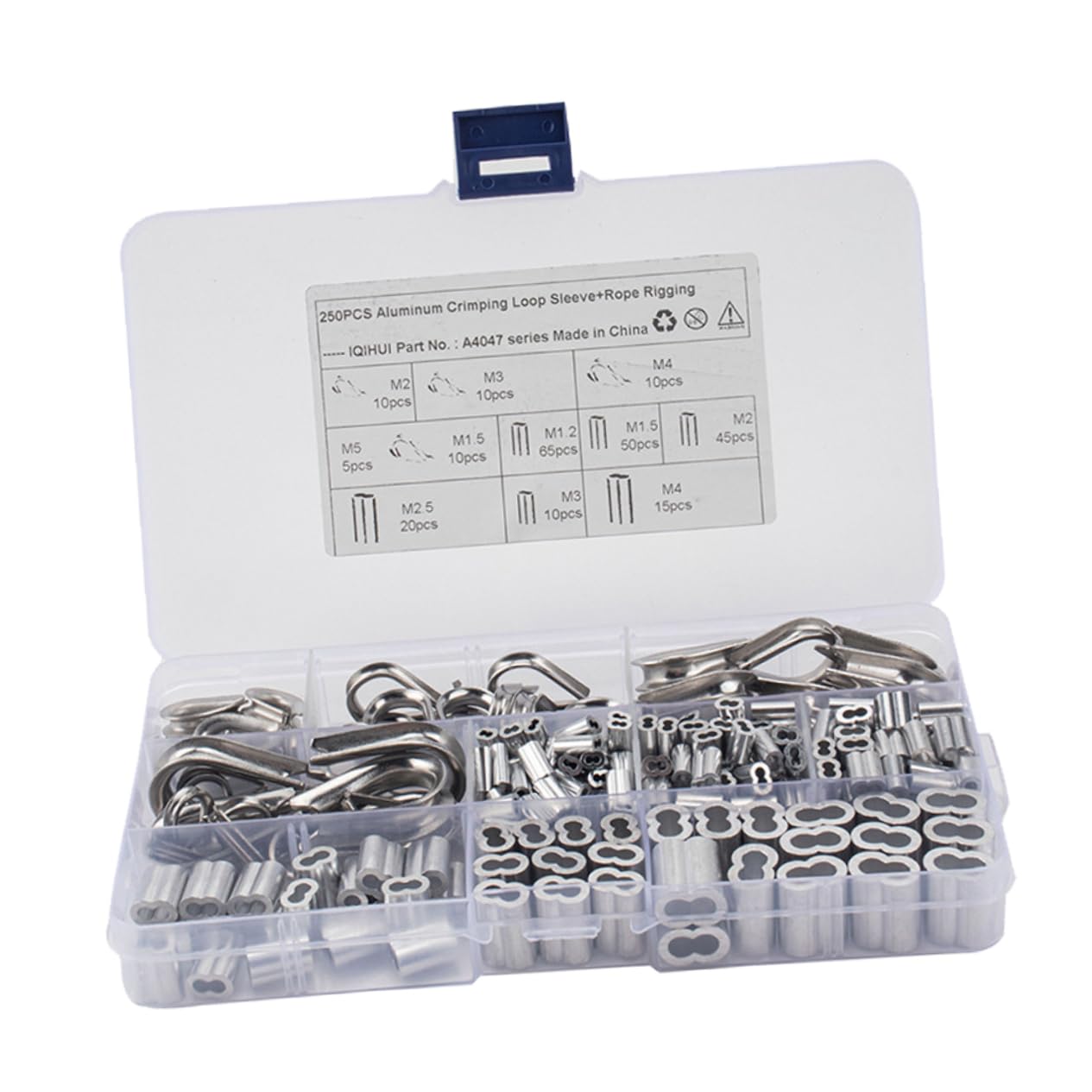 Garneck Stainless Double Barrel Ferrules 250 Pcs Crimping Loop Sleeves for Secure Cable Fixing