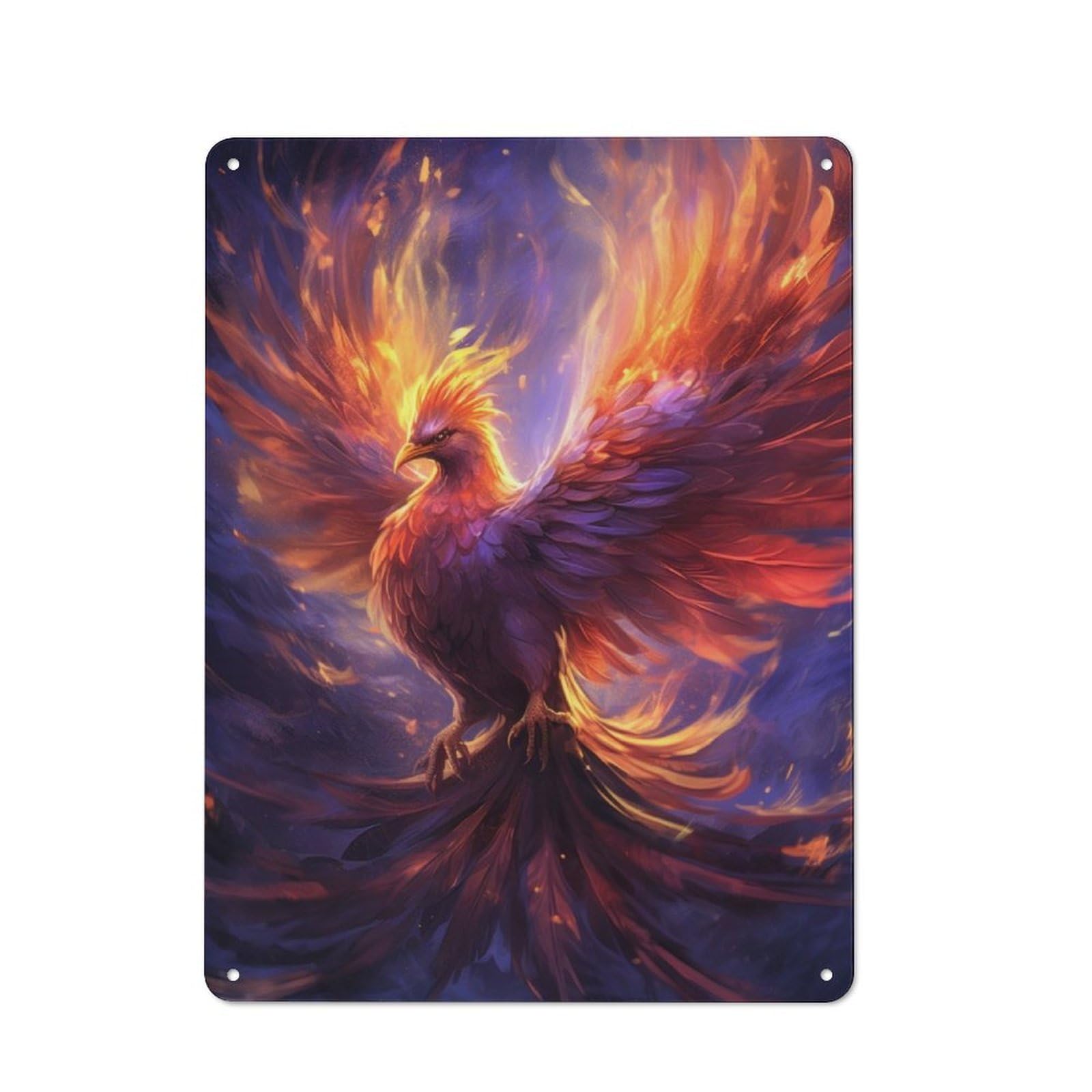 Junmoney Rising Phoenix Metal Wall Sign 40X30cm, Rustic Decor For Hallway Wall, For Metal Sign Collectors, For Garage And Workshop Walls