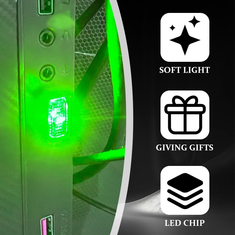 4PCS Mini USB LED Car Light, Car Interior Atmosphere Lights, Car LED Night Decoration Light Bulb, Plug-in USB Ambient Lighting Accessories for Cars Laptop Keyboard Atmosphere (Green) image 3