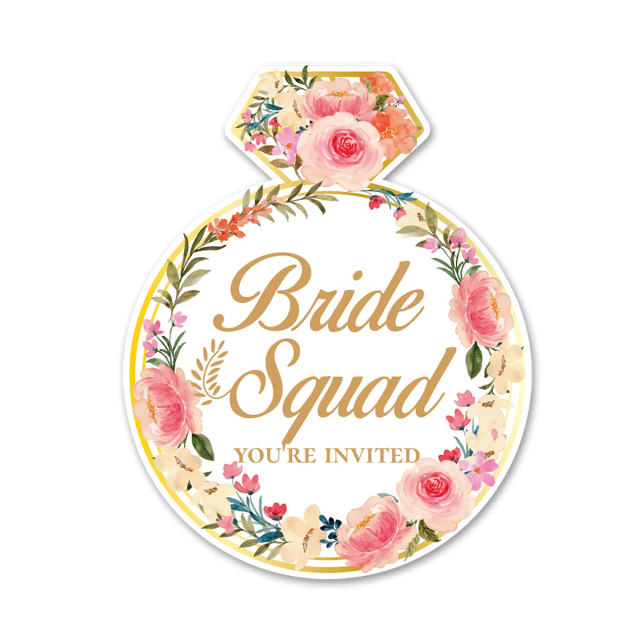 Opomzk Bride Squad Party Invitations with Envelopes, 20 Set Wedding Flower Ring Shaped Invitations Bridal Shower Bachelorette Party Invites Supplies Favors, Double-Sided