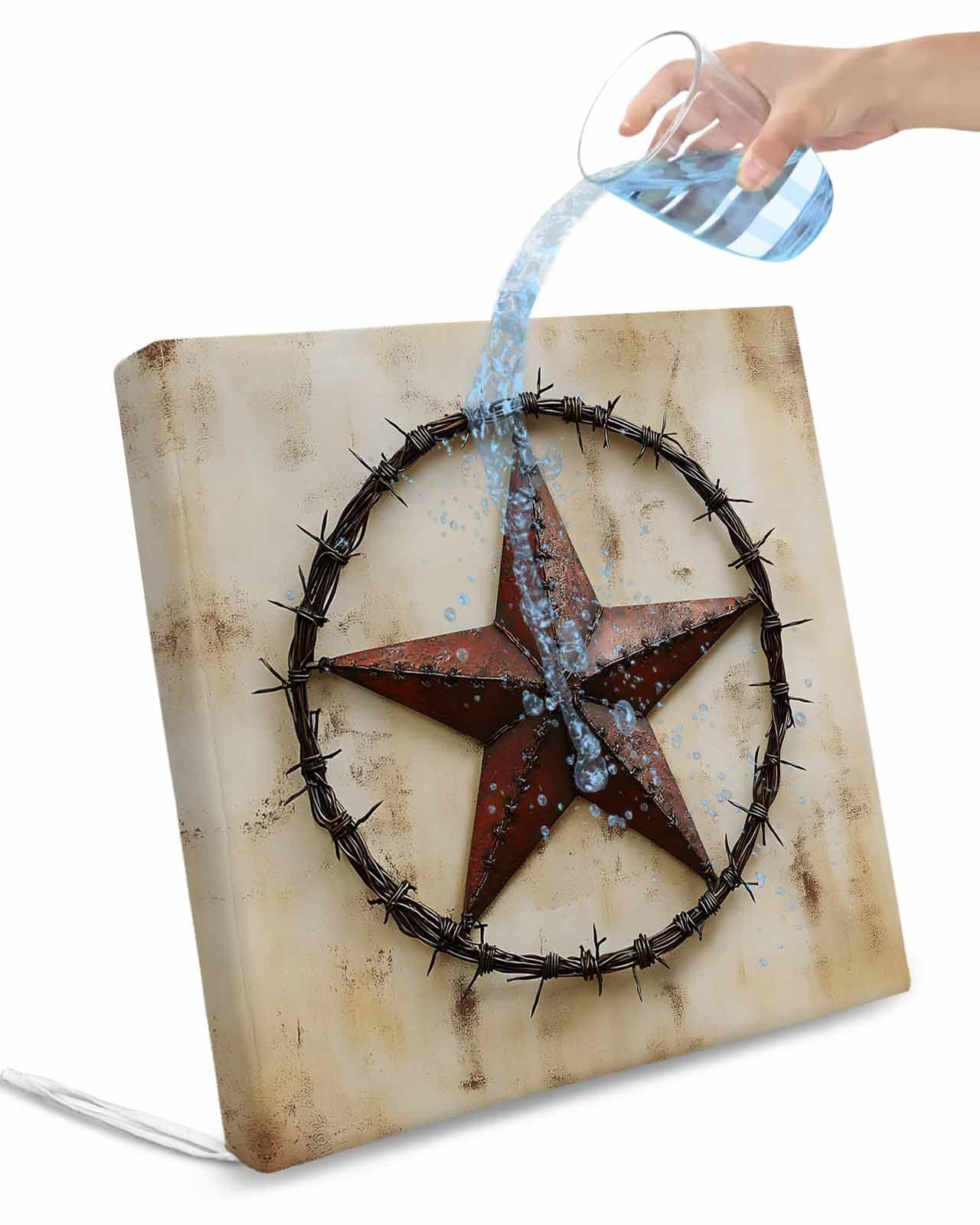 Texas Star Retro Outdoor Cushion Chair Cover Set of 2 - Waterproof Couch Seat Covers, Country Stars Farmhouse Brown Vintage Patio Furniture Protector Cushions Slipcovers for Sofa/RV, 20